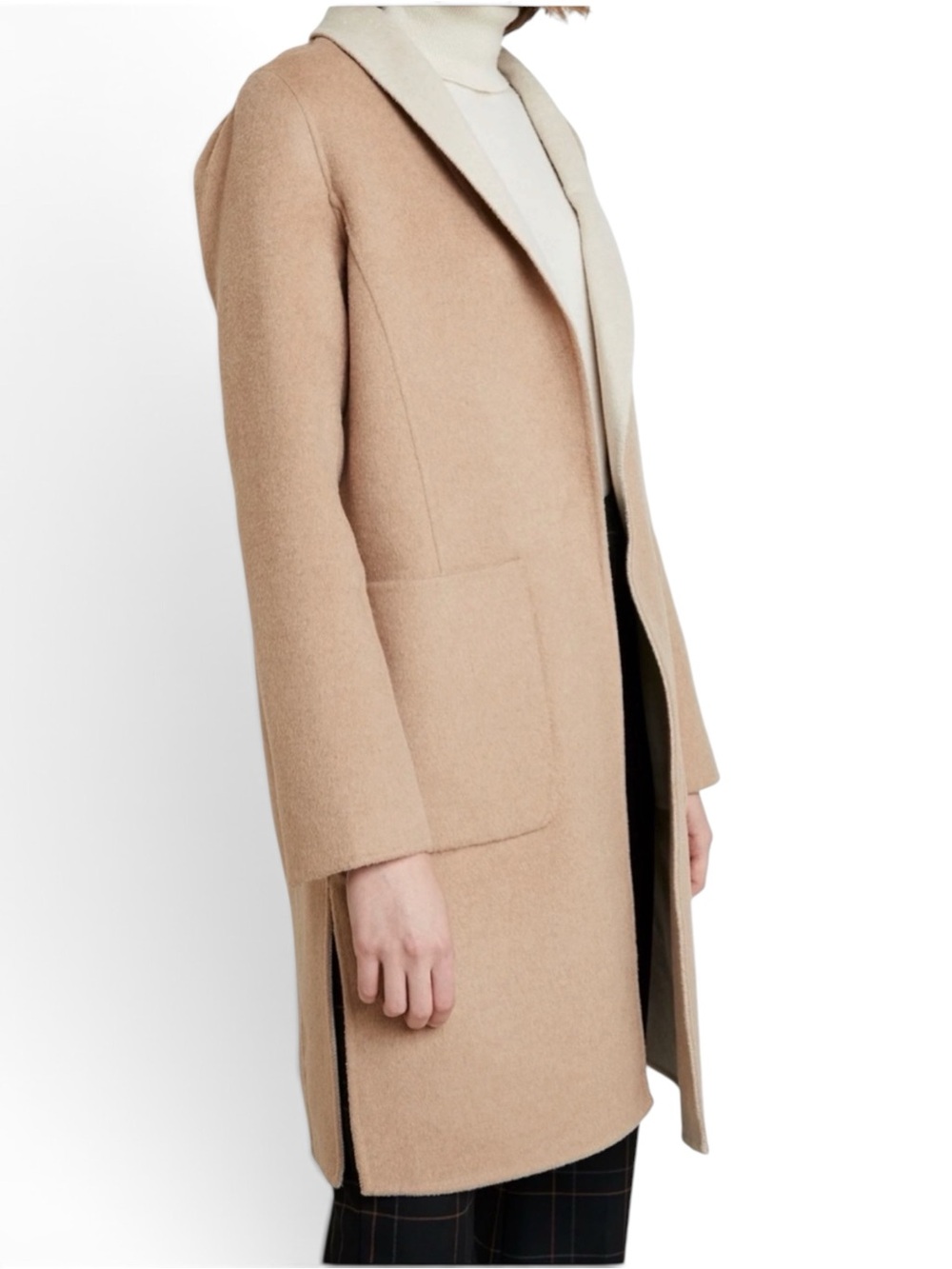 Banana Republic Double Face Reversible Wool top Coat Camel/Oatmeal Heather S